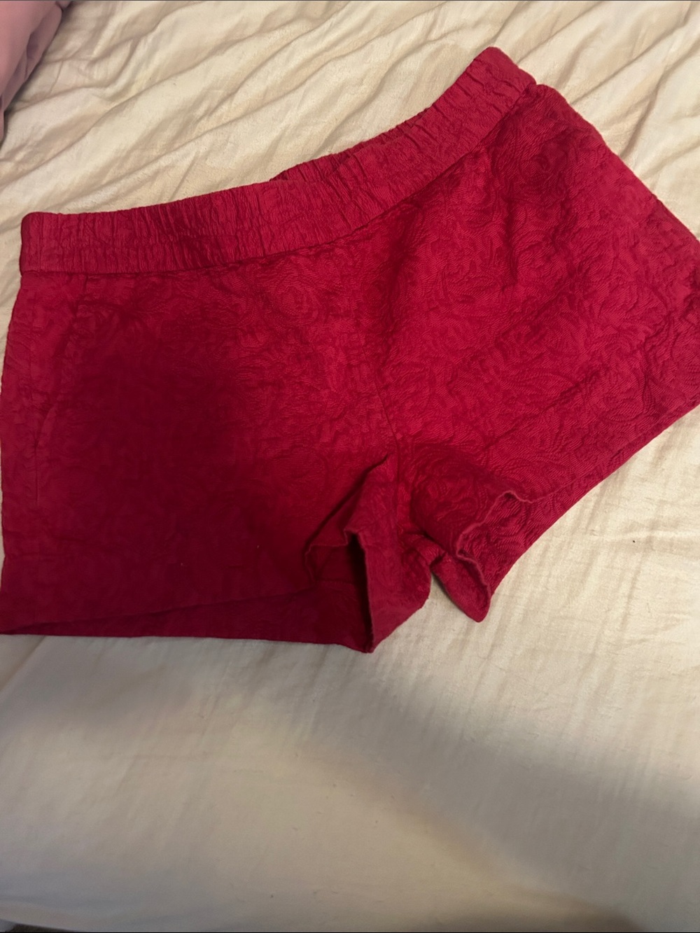 J.Crew Bright Fuchsia Textured Elastic Waist Shorts